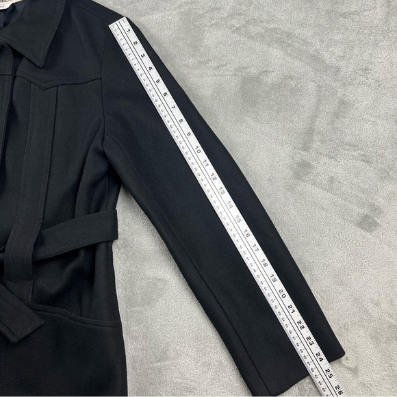 J Crew Womens Wool Pea Coat Size Med Black Collared Button Front A Line Winter - Picture 9 of 12